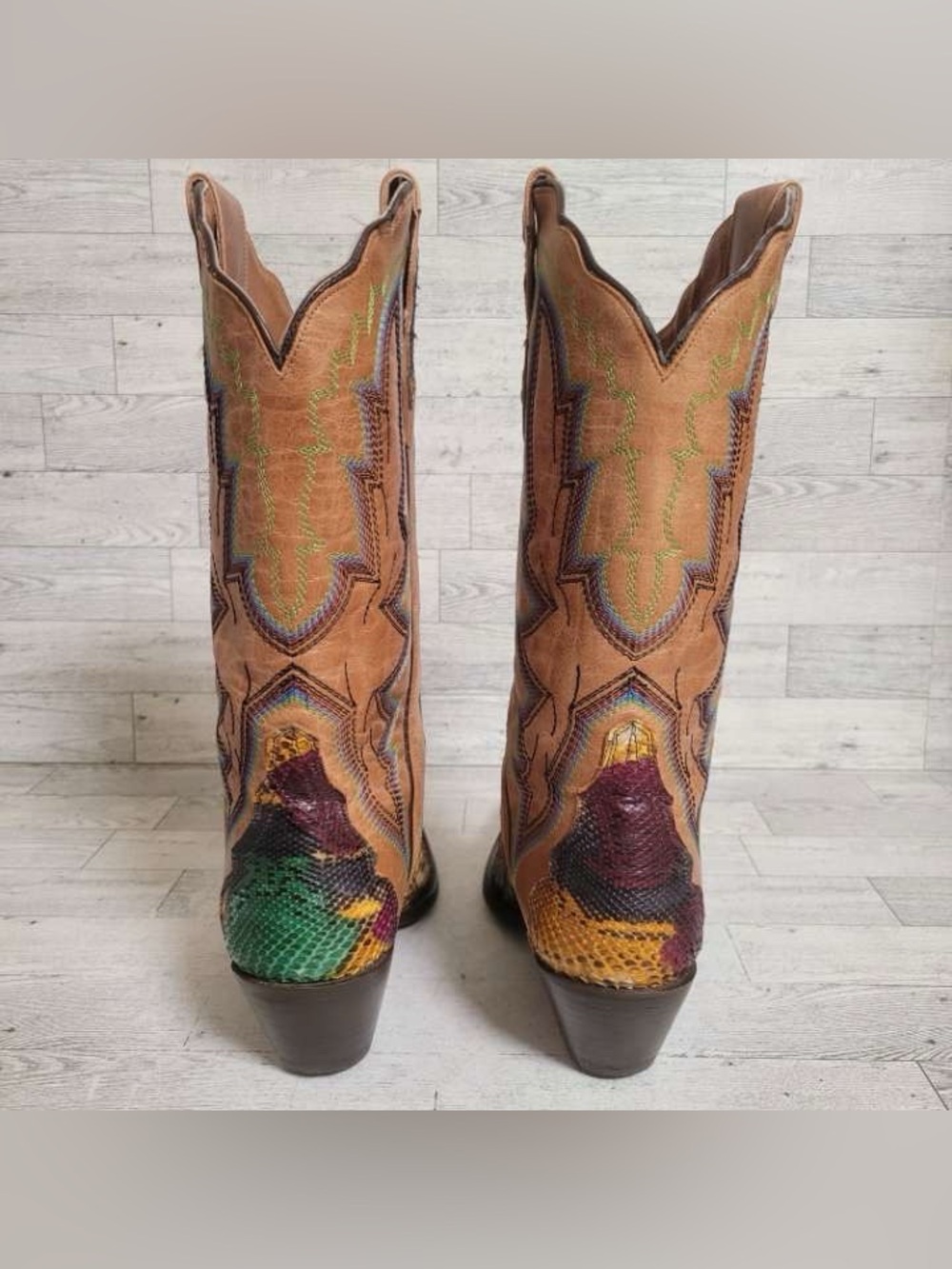 Women’s Dan Post Rainbow Python Snakeskin Leather Exotic Cowboy Boots Size 8 - Picture 5 of 12